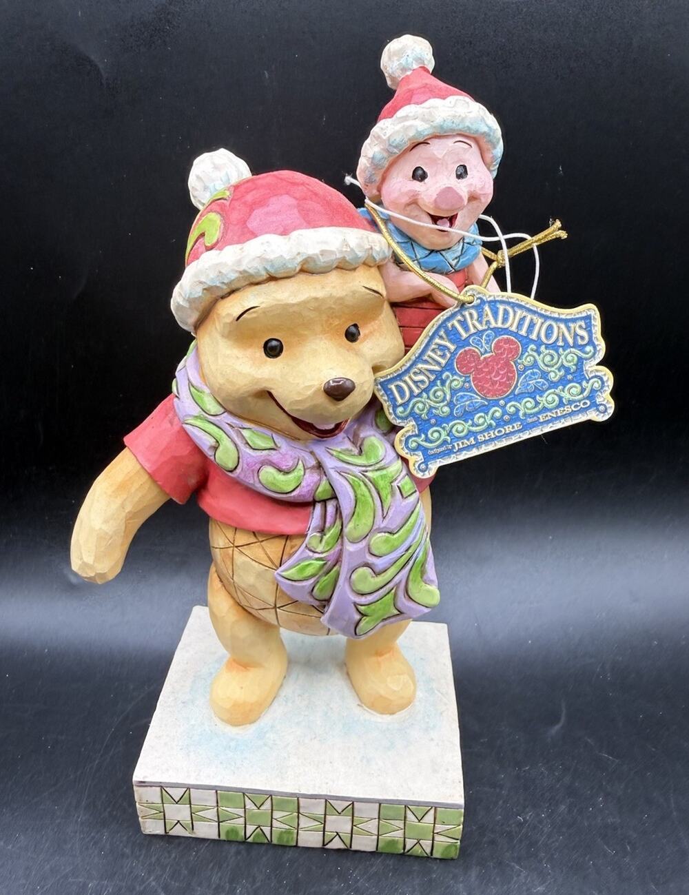 Jim Shore Disney Christmas Winnie the Pooh & Piglet Figurine 4027920 EUC -S1